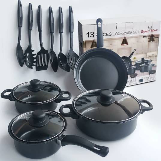 MHome Non-Stick Cookware 13pc Various Colour Options