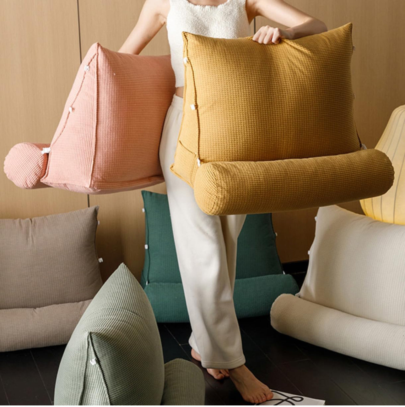 Backrest Cushion, For Reading,Triangular Pillow-Various Colours