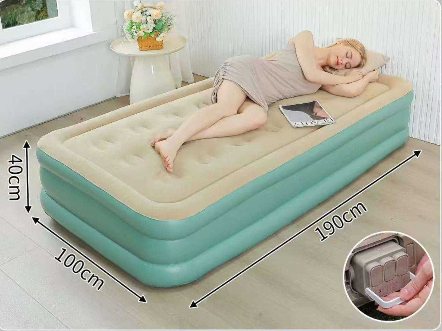 MHome Single Flocked Inflatable Bed