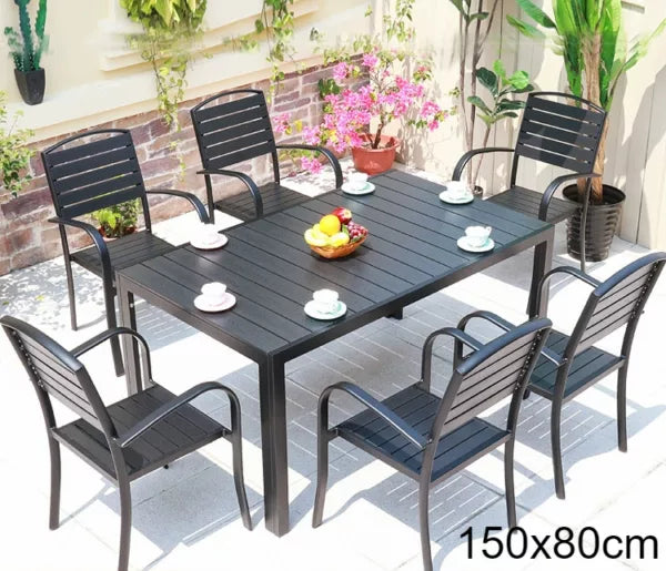MFurn Metro 7pc Outdoor Dining Set Black Only