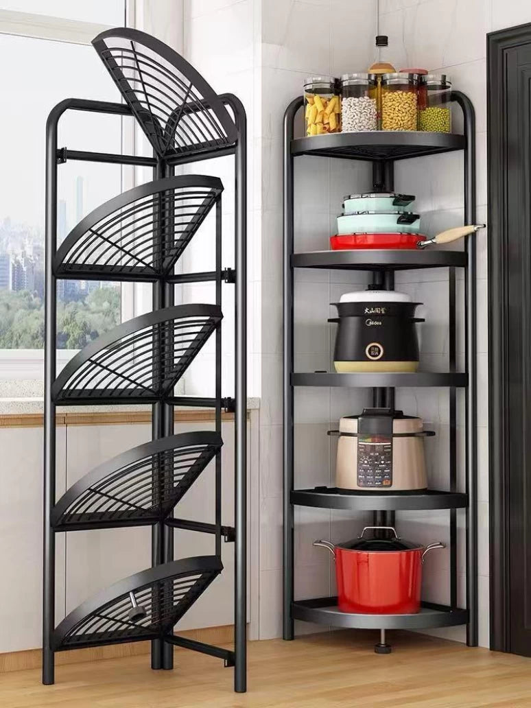 MHome 5-Tier Metal Corner Rack – Foldable Storage for Home & Office