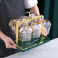 Amber Color Cup Set Golden Mug Holder Green Tray Kitchen Living Room Storage Rack Mug for Coffee Cups Cups and Mugs Drinkware