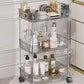 Transparent Rolling Utility Cart With Handle, Multifunctional Plastic Trolley, Bathroom Multi-layer Storage Rack, Bathroom Shelves With Wheels, Cosmetic Cart.