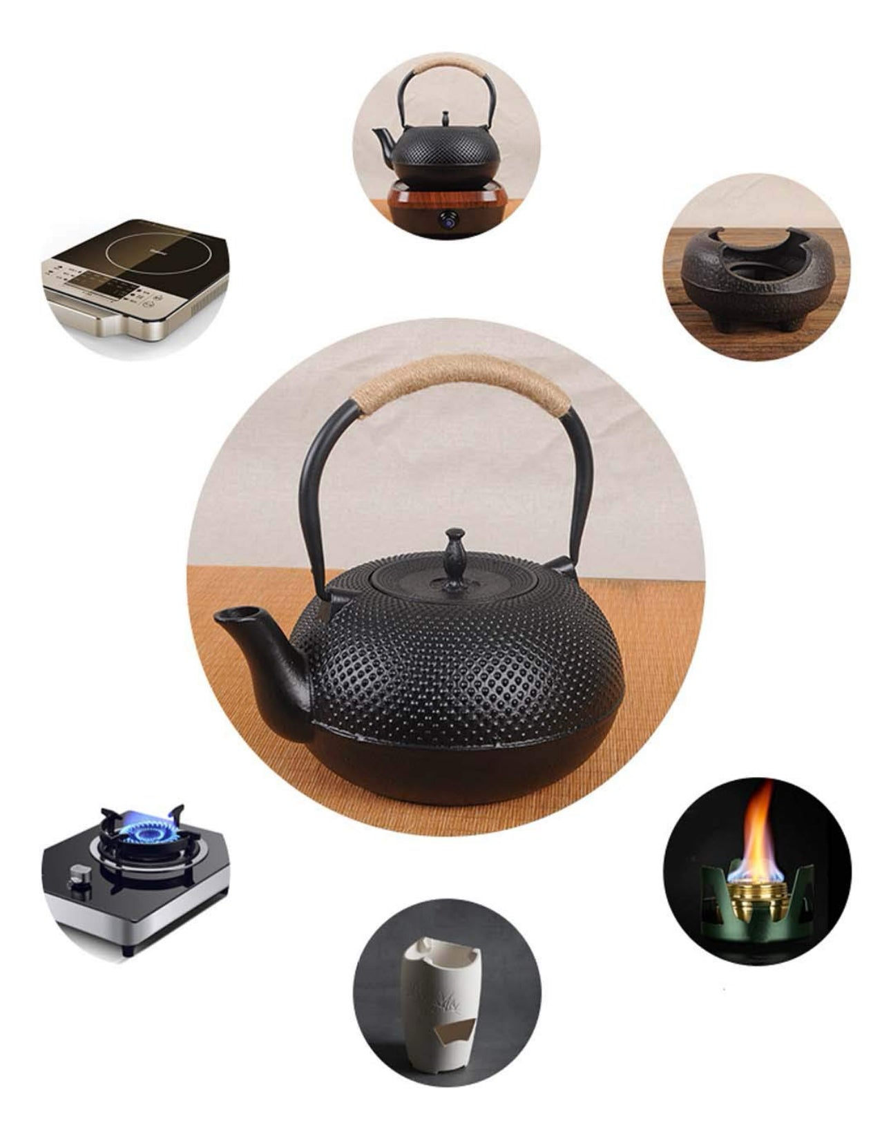 MHome Japanese Style Cast Iron Teapot – Traditional Tea Kettle with Infuser