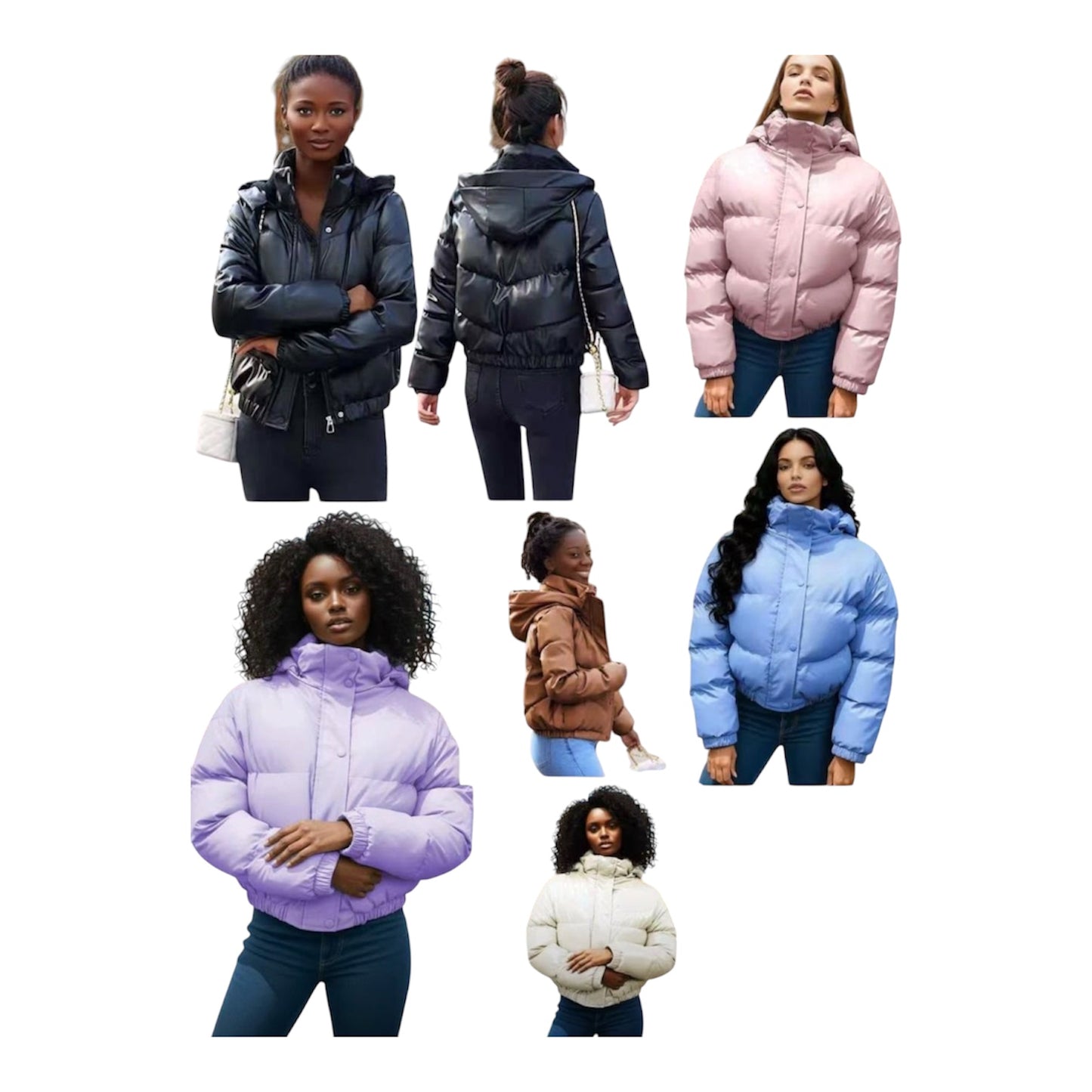 Ladies Hooded Cropped Puffer Jacket-Various Colours
