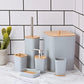 Luxurious 6-Piece Bathroom Accessories Set With Wooden Lid