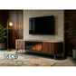 MFURN Modern Mid Century Wooden TV Stand with built in Fireplace