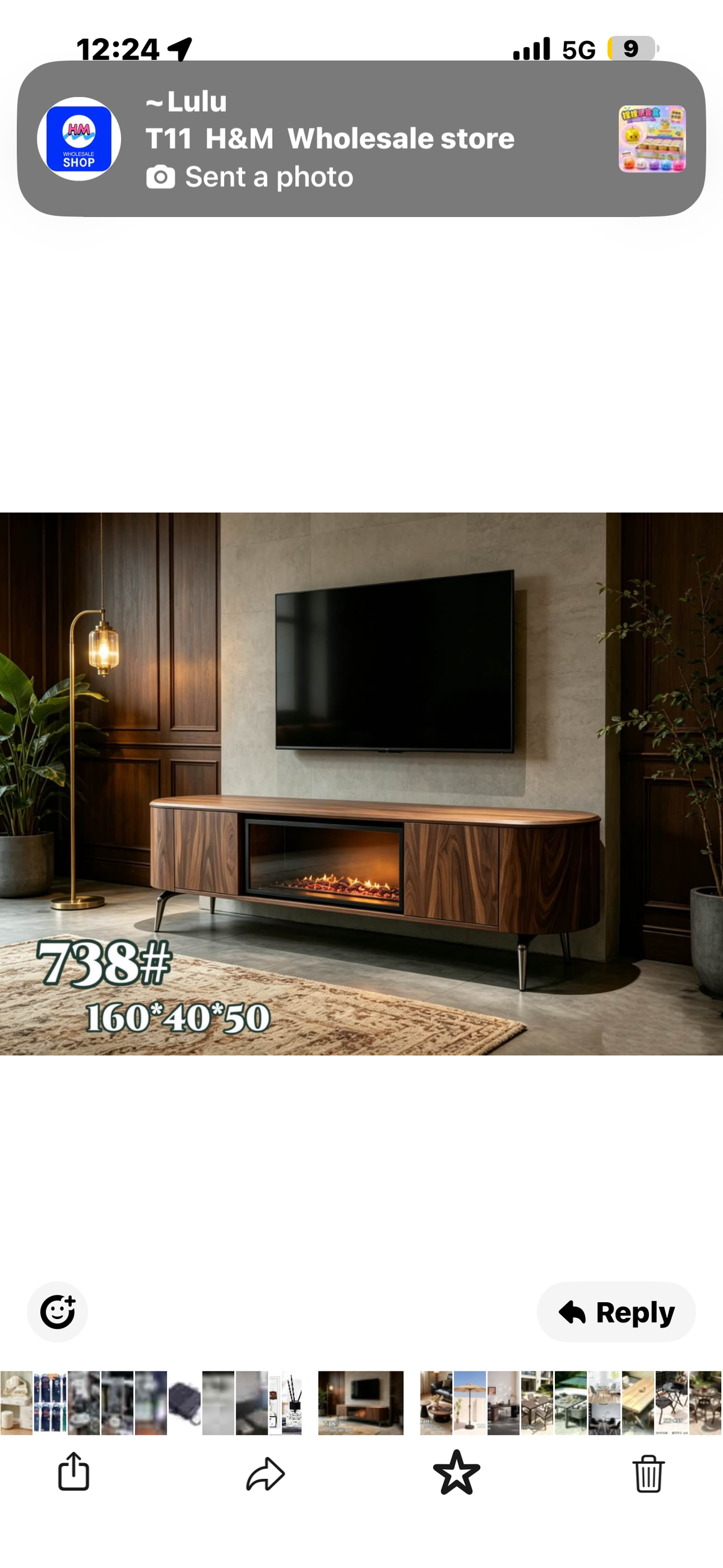 MFURN Modern Mid Century Wooden TV Stand with built in Fireplace