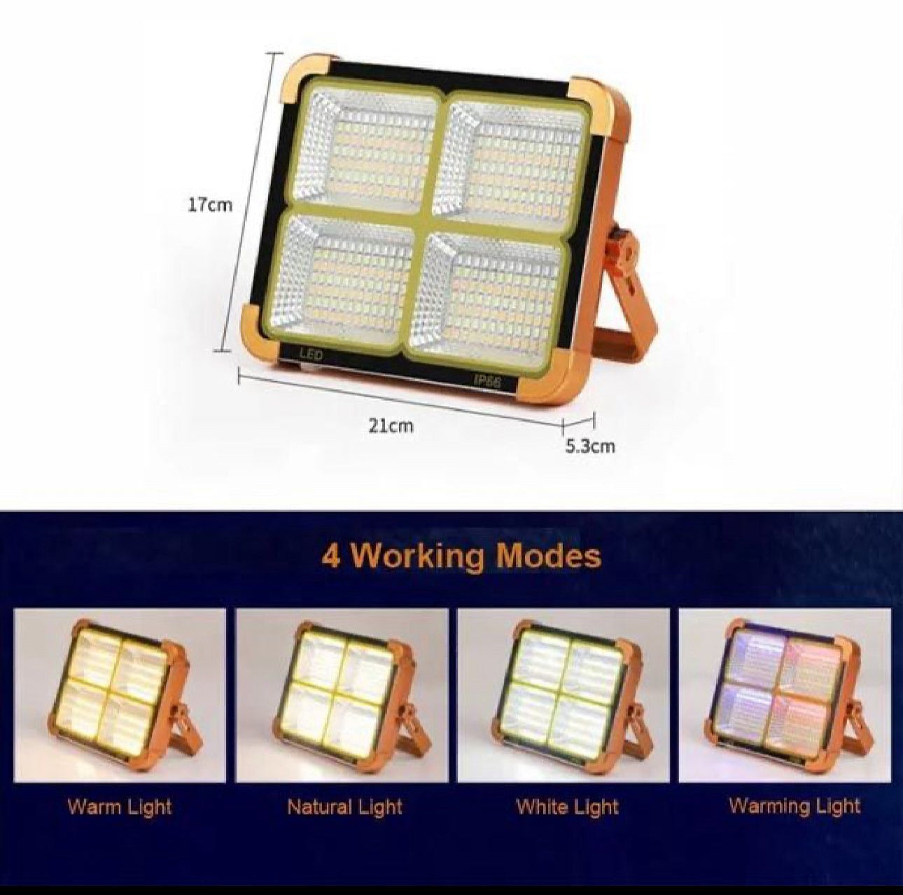 MTech Portable Solar Rechargeable Flood Light With USB Charger