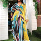 African Outfits Evening Women Print Open Kaftan Long Pants Set  2pc Set