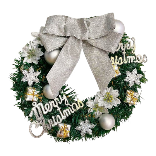 Christmas Wreath Traditional Christmas Advent Wreath Artificial Decorative Pine Wreath with Balls & Ribbon-Various Options