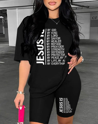 Christian Shirts for Women Dressy Casual Round Neck Jesus Print Bible Verse Christian Tops Casual Comfy Tops Shirts Inc Pants 2pc