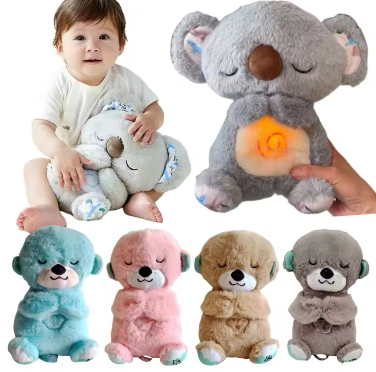 GENERIC Breathing Otter Sleep Buddy - Soothing Plush Doll with Rhythmic Breathing, Music, and Lights | Calming Sleep Aid for Newborns | Baby Otter Sound Machine | Battery Not Included Various Options
