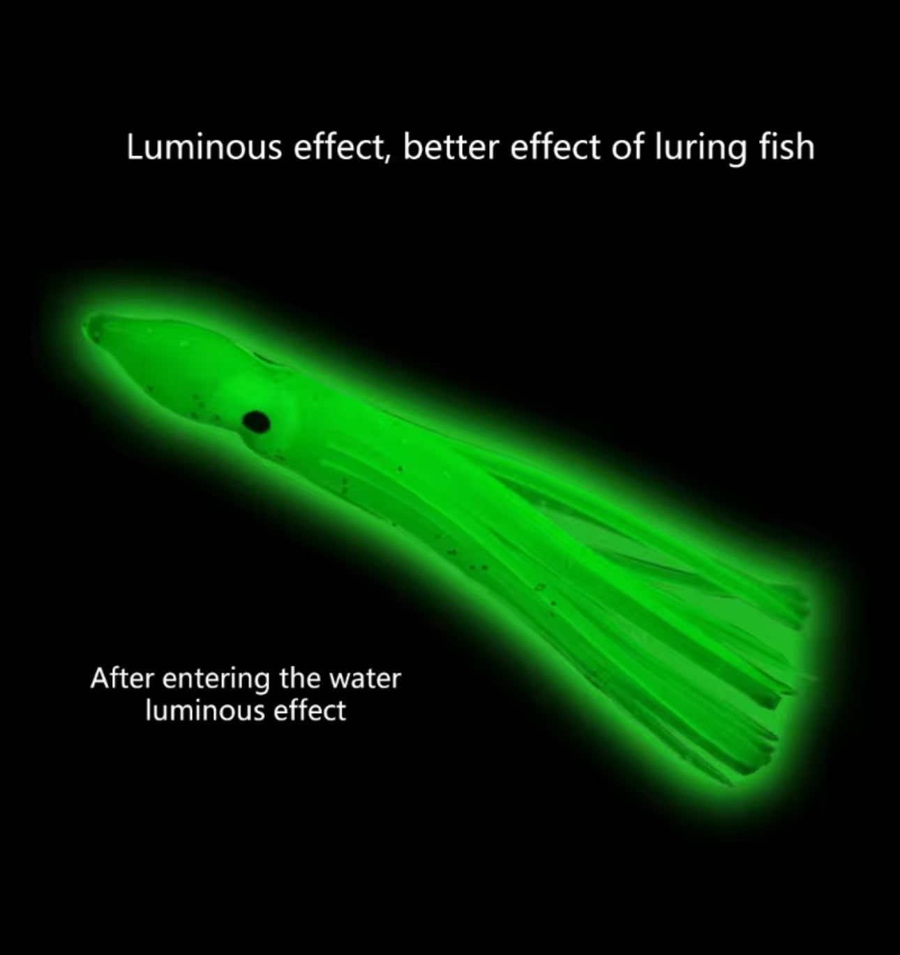 Luminous Squid Skirts Soft Lure Fish 9cm Night Fishing Lure Octopus Glow Rubber Artificial Bait for Tuna Sailfish 10pc