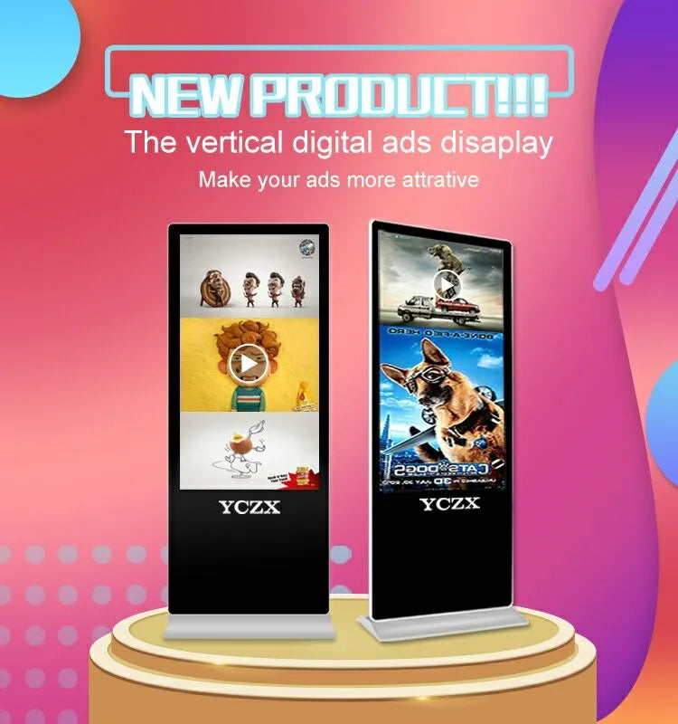 55 Inch LCD Digital Signage Media Player Indoor Floor Standing Display