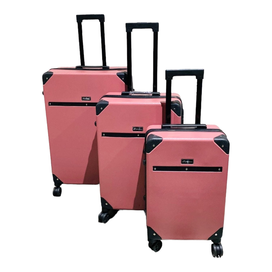 Retro Travel 3pc Trolley Case with Lock-Various Colours