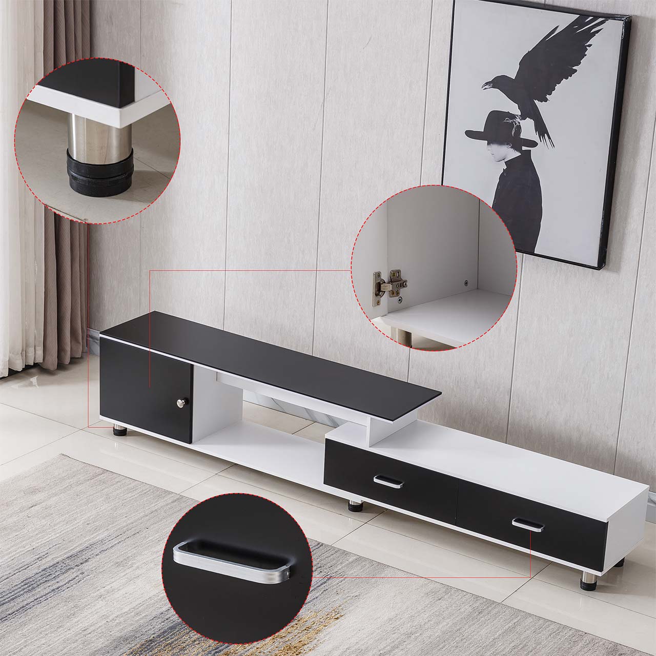Modern TV Stand – Black + White