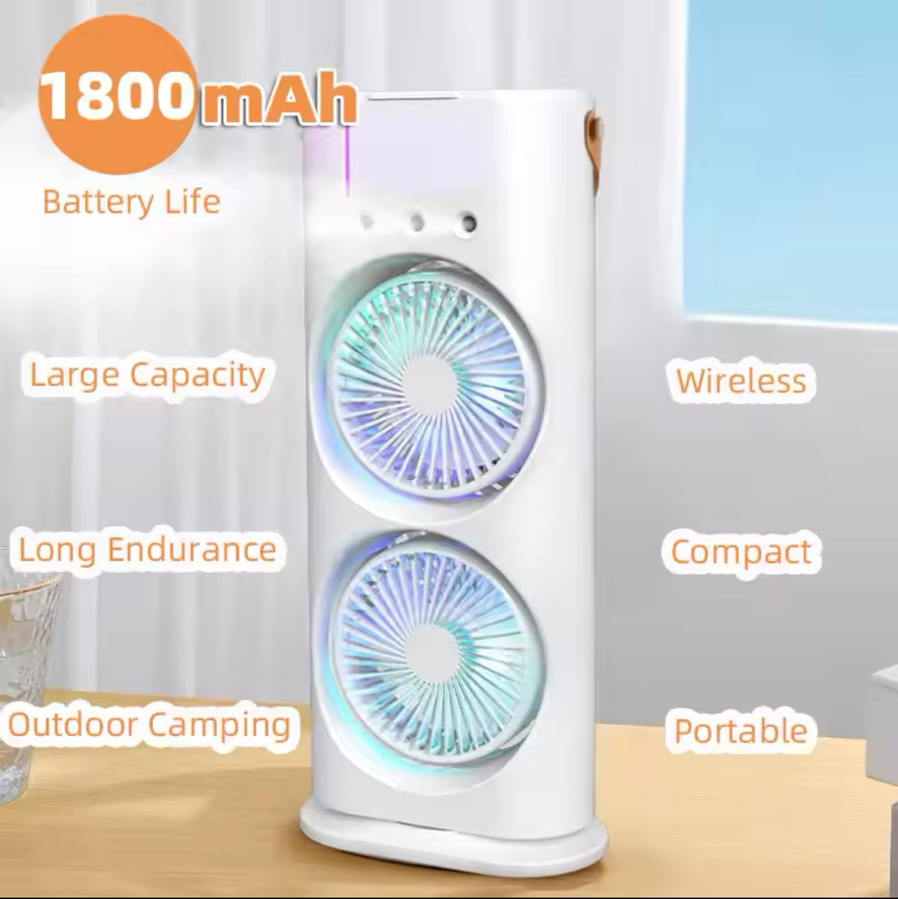 Double-Ended Spray Fan USB Rechargeable 2000mAh