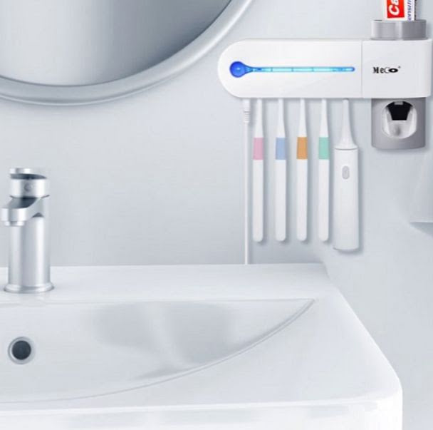 MHome Ultraviolet Sanitiser & Toothbrush Holder With Toothpaste Dispenser