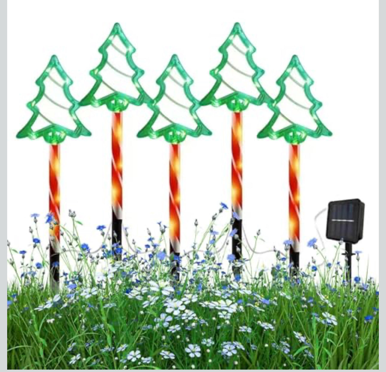 MTech Christmas Solar Lights 5-Pack – Outdoor Star & Snowflake Pathway Lights
