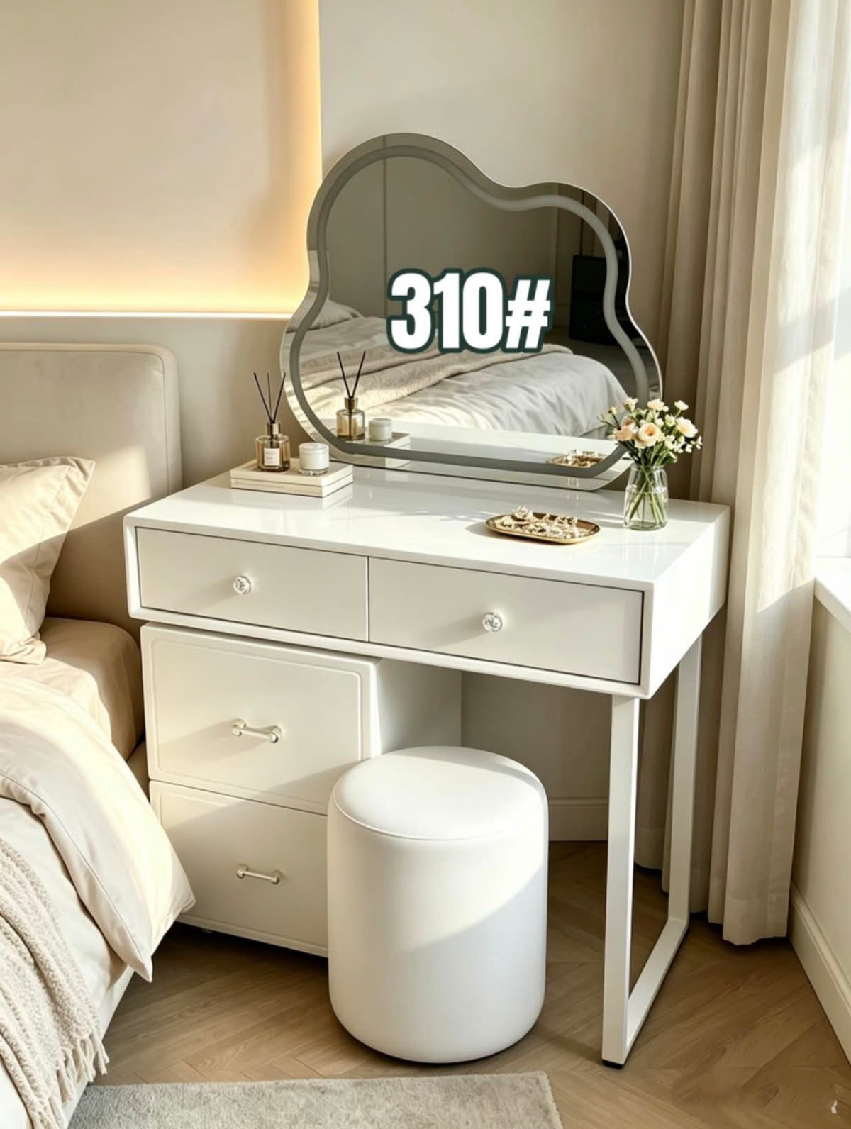 MFURN Modern Dressing Table With LED Mirror