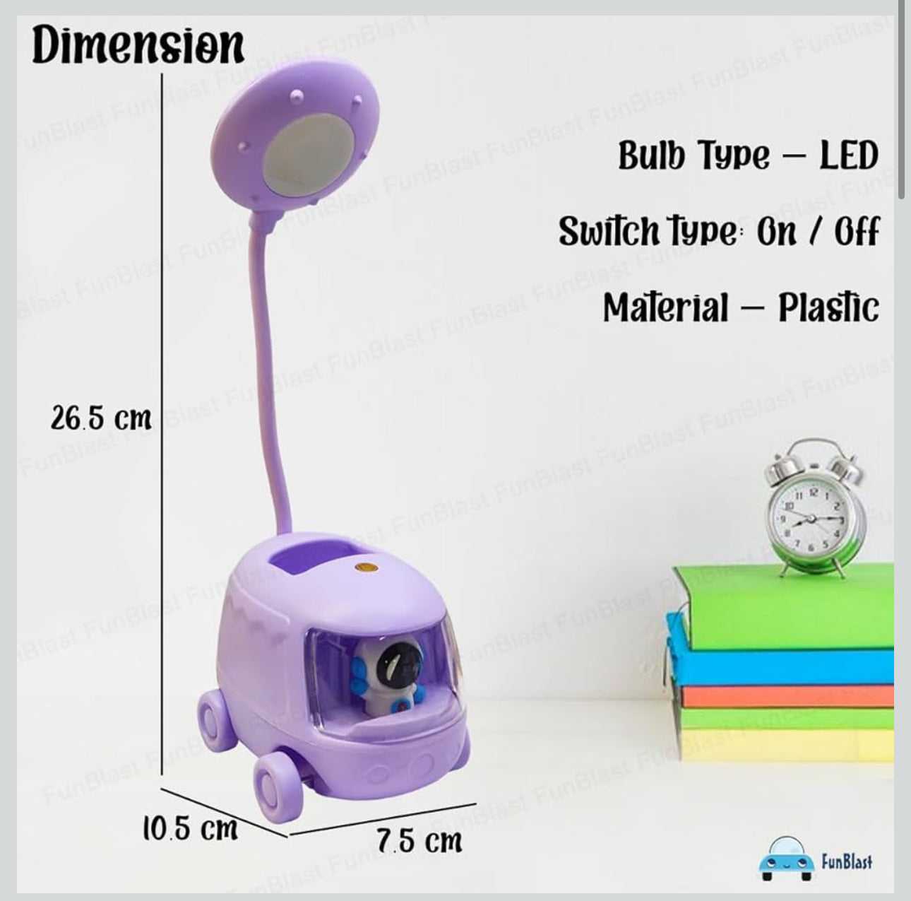 DIY Space Bus Table Lamp-3 in 1 Study Desk LED Lamp and Pen Holder, Stickers with Moving Wheels, USB Rechargeable Desk Lamp-Various Colours