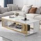 MFurn Nordic 2-Tier Storage End Table – Rectangular Coffee Table with Gold Frame