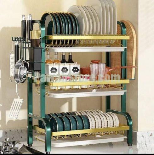 MHome Kitchen Storage & Dish Drying Rack – Durable Metal with Drainage System