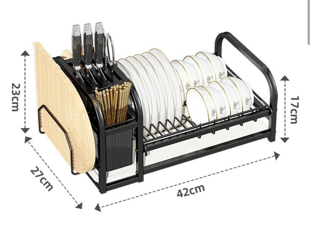 MHome Carbon Steel Kitchen Storage Rack – Multifunctional Dish & Cutting Board Organizer