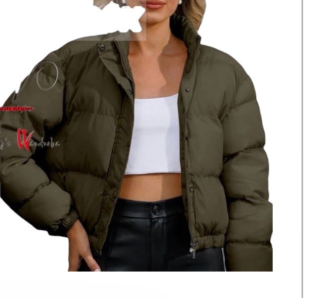 Ladies Cropped Puffer Jackets-Various Colours