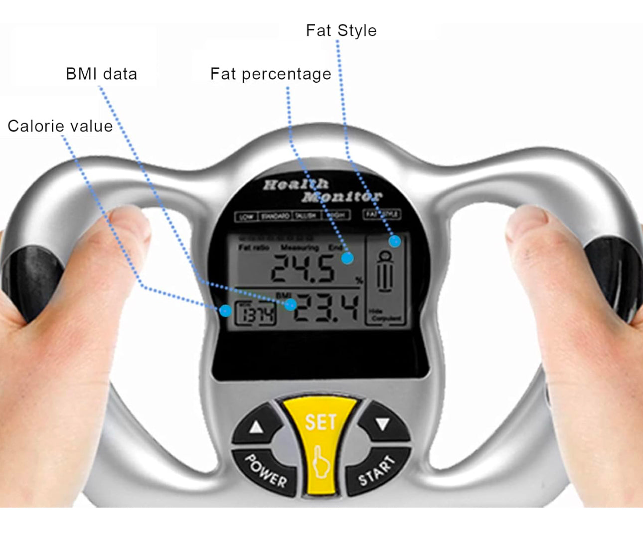 Handheld Body Fat Tester, Body Composition Smart Scale Analyzer, Body Fat Measuring Instrument BMI Meter, Tracks Heart Health, Vascular Age, BMI, Fat, Muscle & Bone Mass, Water