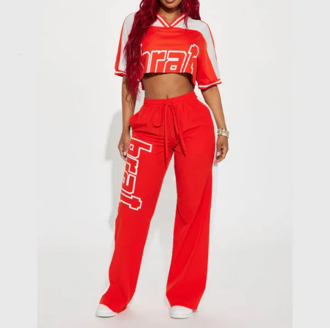Women Trending Tracksuit Open Top, High Waisted Pants 2pc Set-Various Colours