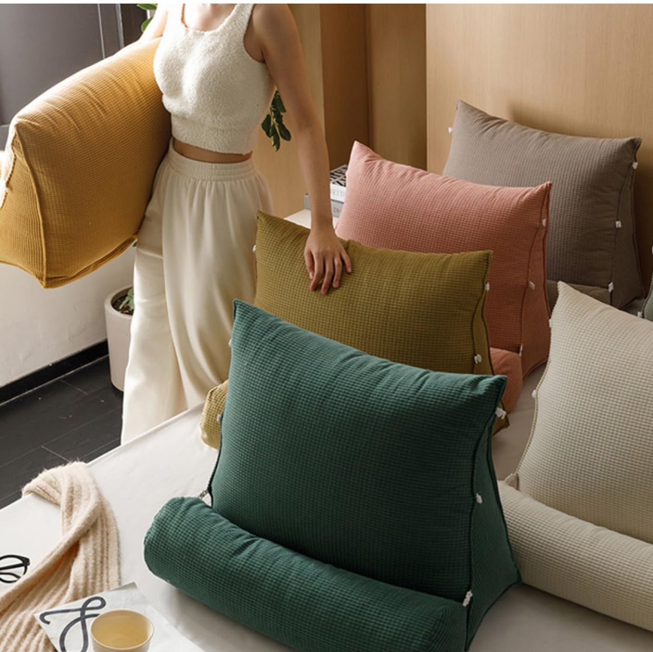 Backrest Cushion, For Reading,Triangular Pillow-Various Colours