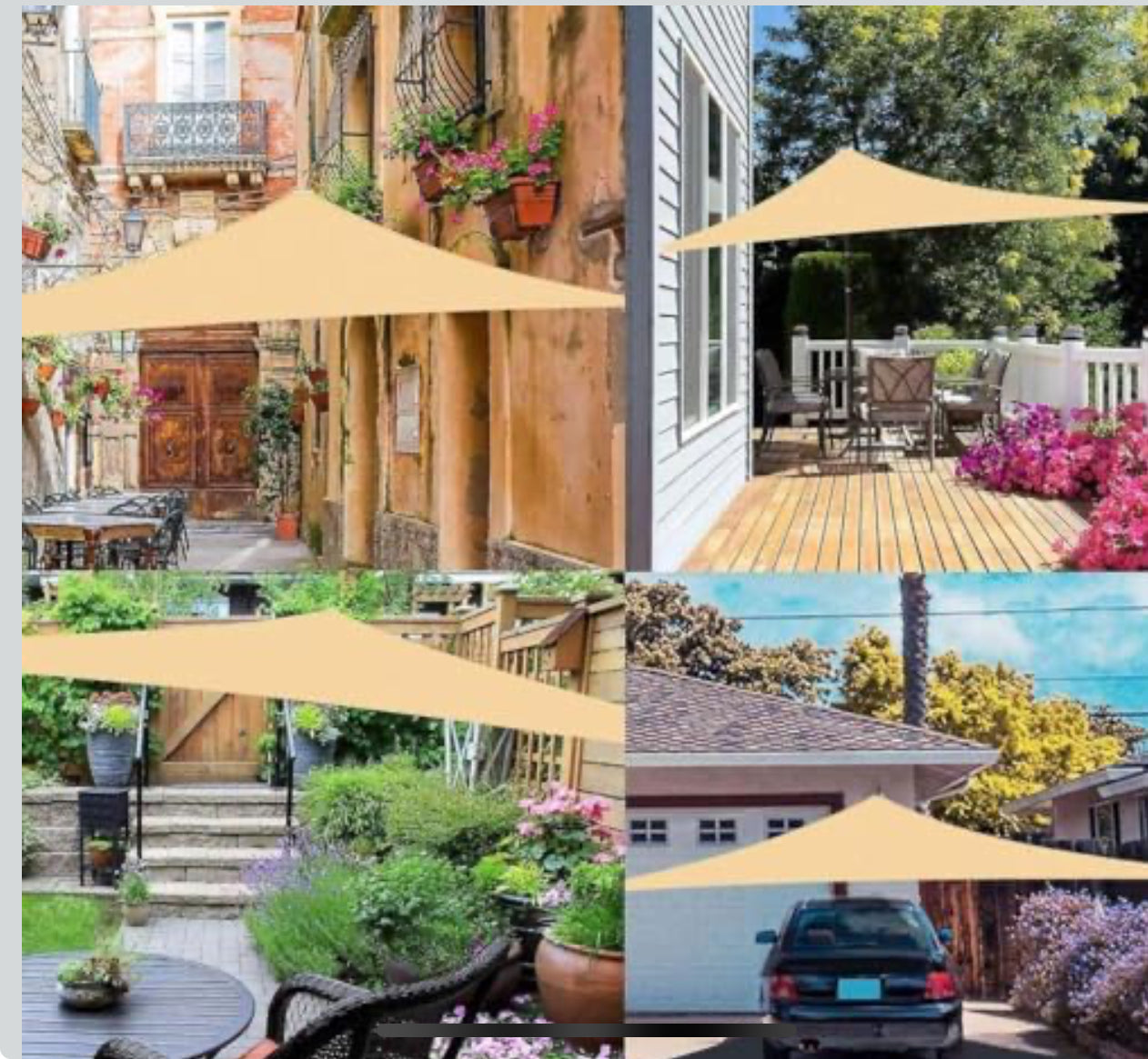 MHome Sunshade Net Triangular UV Protection, For Outdoor Patio, Garden Gazebo, Pool Decks-Various Options