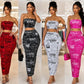 Ladies Bodycon 2pc Newspaper Print Skirt Free Size  -Various Colours