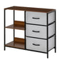 MFURN Narrow Fabric Chest of Drawers, Fabric Dresser with 3 Folding Drawers, 3 Open Shelves and Wide Top, Dresser for Bedroom, Living Room and Hallway, Walnut, Light Gray & Dark Gray Options
