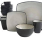 DINNERWARE SET 16-Piece Plates Bowls Mugs Dishes Stoneware Square Dinner Kitchen
