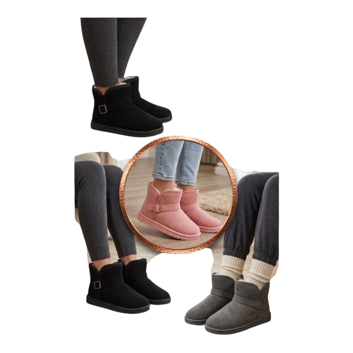 Kids Faux Suede Fur-Lined Ankle Boots-Various Colours