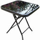 MFurn Patio Bistro Folding Coffee Table – Black Glass Top Outdoor & Indoor Square Table