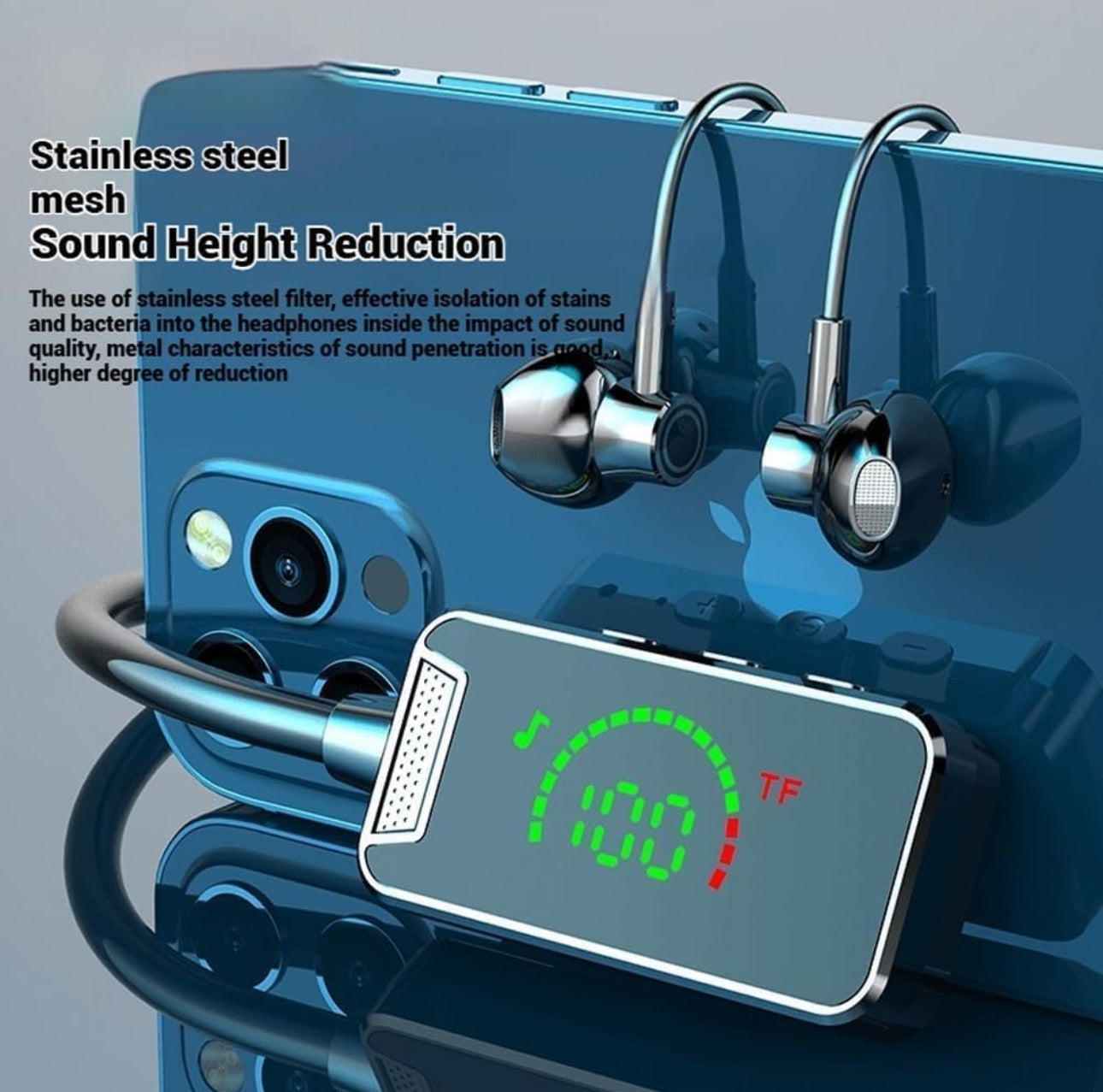 Wireless Sound Card Live Streaming Earphones, Wireless Sound Card Live Broadcasting and Audio Editing Earphones, New Waterproof Bluetooth Wireless Headset, Neckband Headphones with Display (Black)