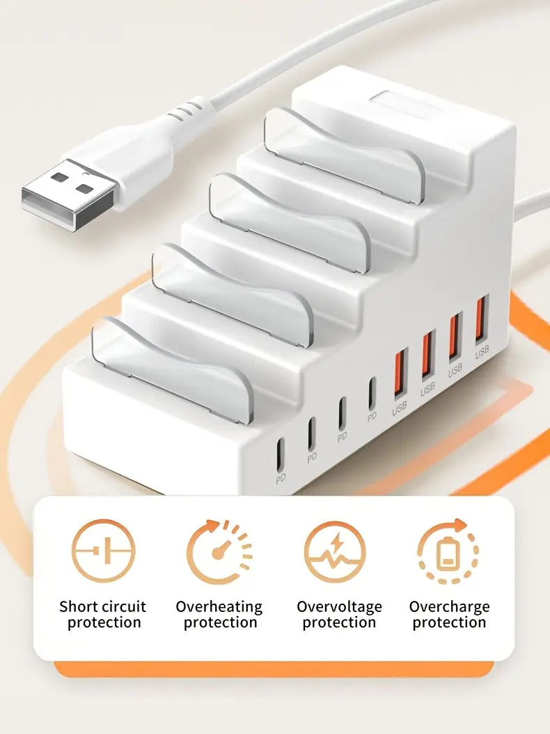 Mtech Fast Charging Station 8-1 66watt 4USB-A + 4 USB-C Ports