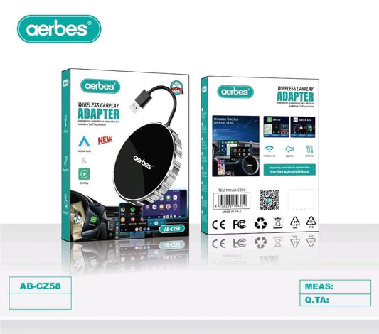 Aerbes AB-CZ58 Wireless Carplay Adapter Dongle With USB C Otg Converter