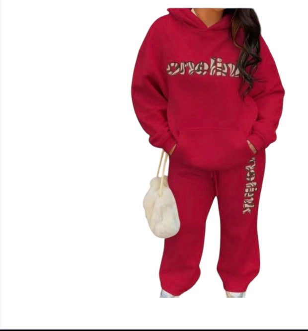 Ladies Oversized Fleece Hoodie Tracksuit-Various Colours