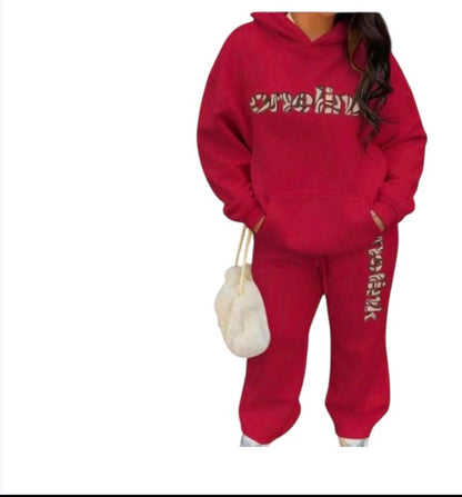 Ladies Oversized Fleece Hoodie Tracksuit-Various Colours