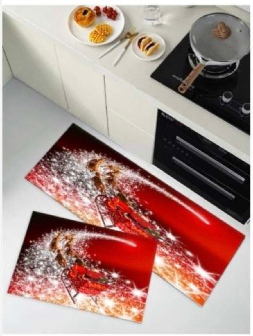 MHome Christmas Themed Floor Mat Set 2pc Various Colours