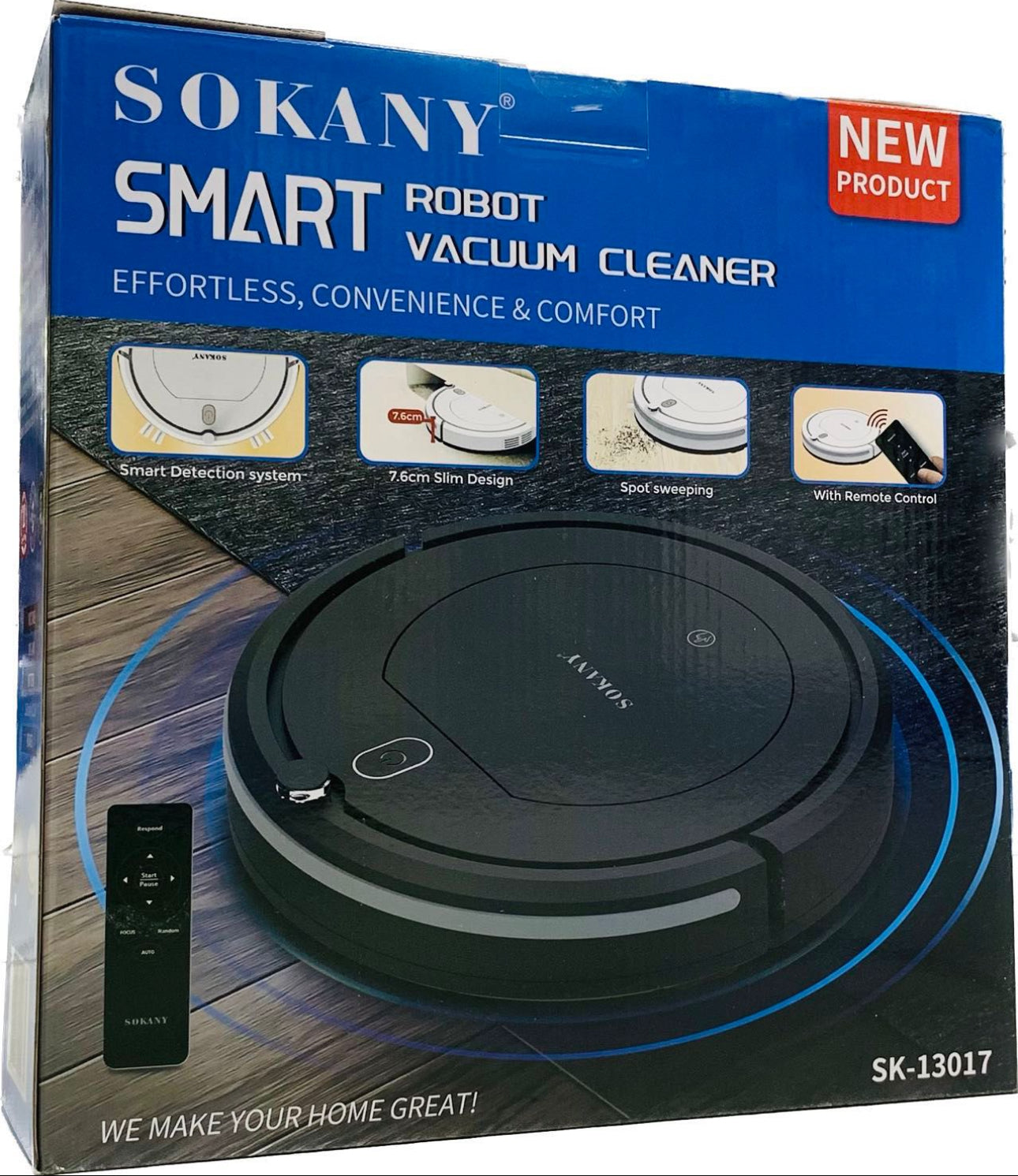 Sokany SK-13017 Robotic Vacuum Cleaner, 1500 mAh Battery - Black