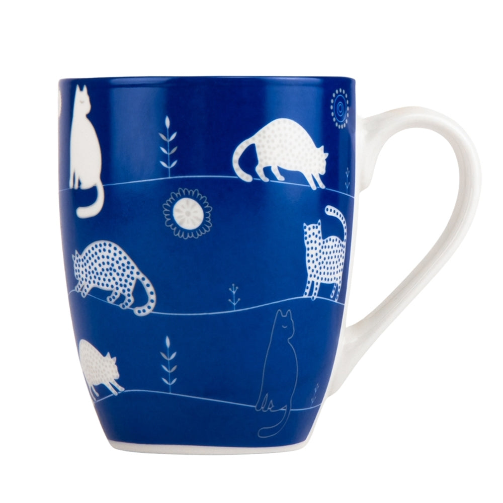 MHOME Coffee Mug Set Blue Cat -4pc Set
