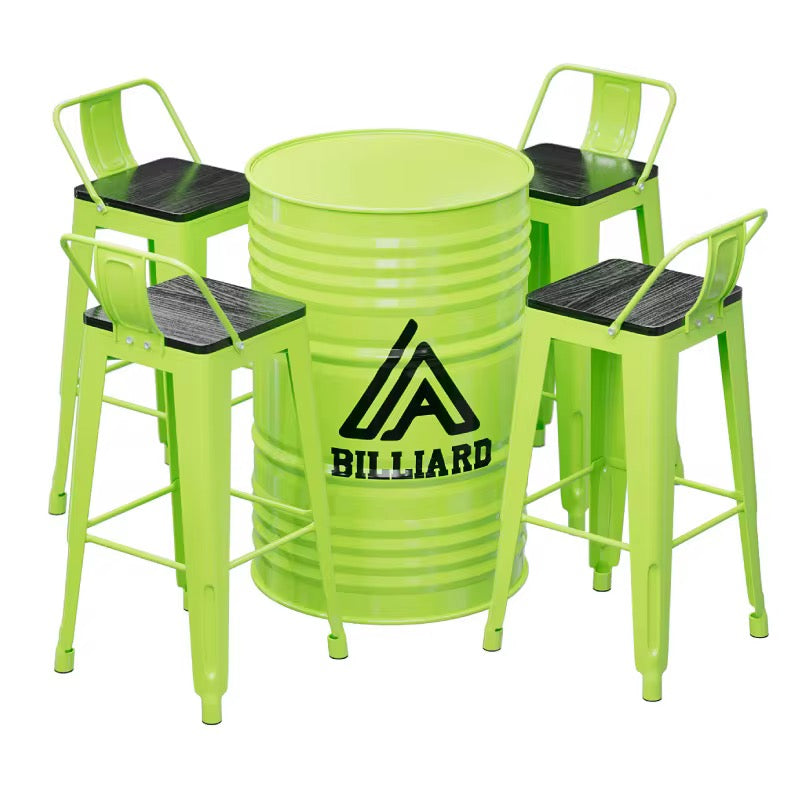MFurn Modern Industrial Style Barrel Chair Set Round Metal Coffee Table & Oil Drum Furniture for Outdoor Kitchen or Home Bar-Various Colours-Only Available On Pre-Order Sales