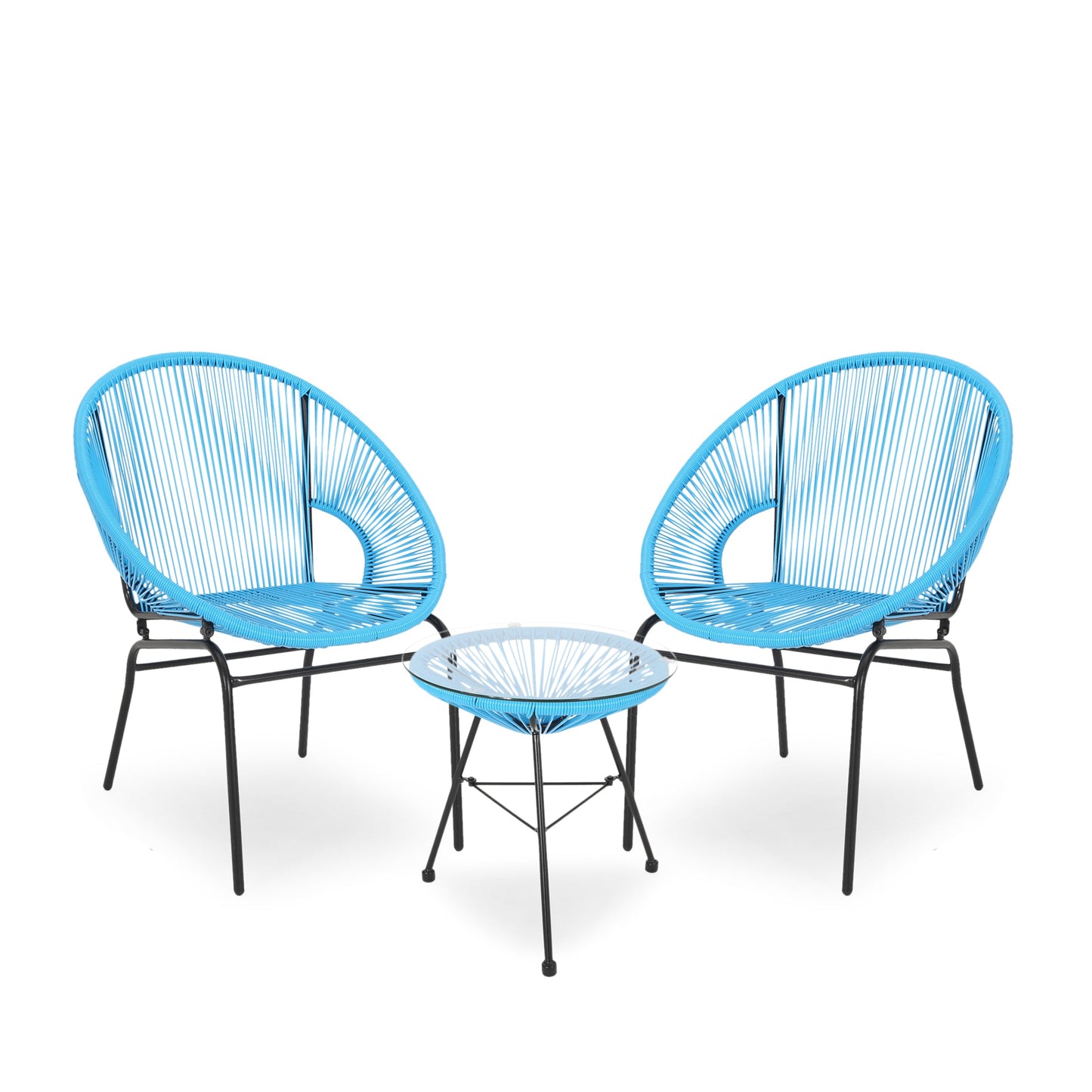 MFurn Dante 3pc Acapulco Patio Bistro Set with Glass Table – Various Colours