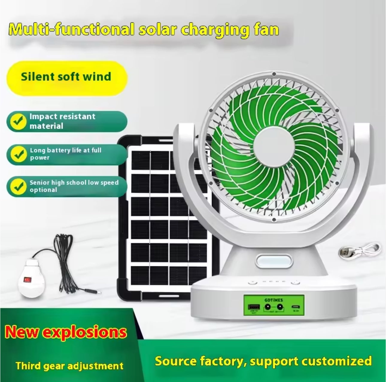 Solar Fan With Multifunction Light